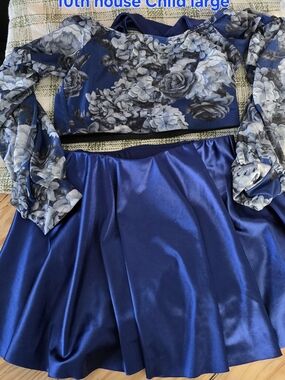 Blue Floral Two-Piece Dress Set by